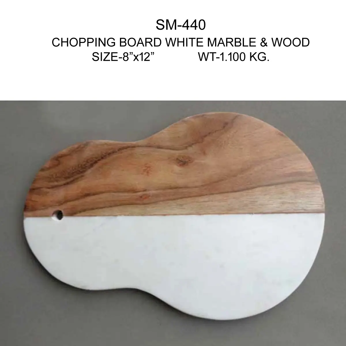 CHOPPING BOARD WOOD+WHITE MARBLE